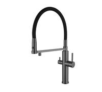 QHQQXN 3 Way Kitchen Tap with Pull Out Sprayer Gray Drinking Water Tap Kitchen Mixer Taps 1 Hole Pull Out Spray for Filter Water Purifier-A Household faucets