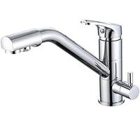 QHQQXN 360° Swivel 3-Way Kitchen Tap with Built-in Water Filter, Chrome Finish Faucet for Easy Access to Clean Drinking Water