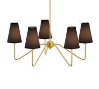 QHQQXN 5-Arm Classic Chandeliers Polished Gold with Black Linen Shades 200W D30/76CM Gold/Black Shade