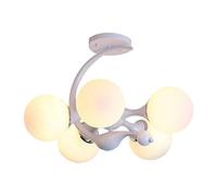 QHQQXN 5-Light Living Room Lamp Ceiling Light With Glass Lampshade Creative Metal Ceiling Lamp Chandelier Children's Dining Room Kitchen Hallway Decoration [Energy Class A]