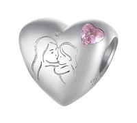QHQQXN 925 Sterling Silber rosa Herz Muttertagskollektion baumelnde Perlen, toller Mutterliebe-Anhänger für Frauen und Mädchen, kompatibel mit Charm-Armbändern und Halsketten