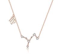 QHQQXN 925 Sterling Silver Crystal Taurus Capricorn Scorpio Twelve Constellation Pendant Necklaces Women Wedding Jewelry