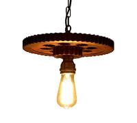 QHQQXN American Antique Wood Gear Chandelier Industrial Loft Creative Cbar Restaurant Lamp 1-Light or 3-Lights Chandelier Ceiling Lamp (Excluding) Device/Single Head