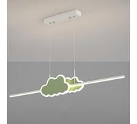 QHQQXN Anti Flicker Lamp Long Strip Chandelier with Remote Control Dimmable 3 Color Mode & Brightness Linear Hanging Light for Dining Room Living Room Kitchen/Green/100Cm