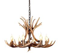 QHQQXN Antler Chandelier Resin Faux Deer Farmhouse Light Fixtures Rustic Aantlers 6 Lights Western Decor for Living Room Kitchen Island Bedroom Cabin