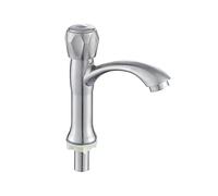 QHQQXN Bathroom Faucet Cold Water Only, 304 Stainless Steel Single Handle One Hole Deck Mounted Lavatory Tap, G1/2 Brushed Nickel Public Washroom Taps, for Home or Outdoor (Drain Not Included)