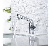 QHQQXN Bathroom Tap with Pull Out Sprayer, Fountain Single Handle Sink Faucet, 3 Water Flow Modes Pull Out Lavatory Vanity Basin Tap, Utility Mixer Tap with Hot & Cold Water Spray
