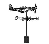 QHQQXN Black Metal Art Weathervane Airplane Wind Direction Indicator Outdoors Decorations for Garden Roof Yard Building Wind Vane