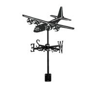 QHQQXN Black Metal Art Weathervane Airplane Wind Direction Indicator Outdoors Decorations for Garden Roof Yard Building Wind Vane