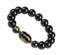 QHQQXN CCXXYGWJ Feng Shui-Armband, Edelstein-Achat-Armband, 10 mm, Chakra-Steinperlen, Armband, chinesisches Tier-Talisman-Armband, Feng Shui-Armband für Damen und Herren, Amulett, Reichtum, Glück