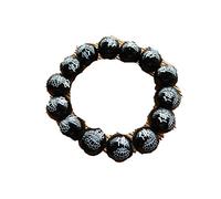 QHQQXN CCXXYGWJ Natürliches Obsidian-Perlenarmband aus schwarzem Achat, Herren- und Damen-Jade-Armbänder des Alten Mannes, lose Perlen, Buddha-Armband