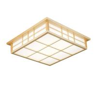 QHQQXN Chandelier Square White Light 6000K Flush Mount Ceiling Light Simple Wooden Lamp Frame Ceiling Lamp Parchment Lamp Shade.(L)