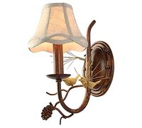 QHQQXN Chandelier Vintage Lights Fabric Shade Brown Crack Antique Finish Hanging Chandelier for Living Dining Room Ceiling /3Light Vanity Lamp/5Light Ceiling Lamp/1Light Wall Lamp
