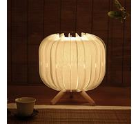 QHQQXN Chandelier Wood Tripod Table Lamp, LED Bedside Table Lamp with White Paper Lampshade, Soft Lighting Decorative Nature Table Light with E27 Socket Max. 40 W, for Bedroom, Living Room, Study