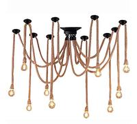 QHQQXN Chandeliers,Chandelier, Industrial Retro Pendant Light Hemp Rope Chandelier Twisted Flaxen Rope Country Style Hanging Lamp for Retro Loft Bedroom Café Bar Decoration Light Fixture-Hemp Rope 8 L