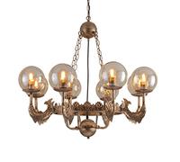 QHQQXN Chandeliers, Personality Retro Industrial Style Old Wrought Iron Pavement Restaurant Chot Pot Shop Box Card Seat Clothistore Glass