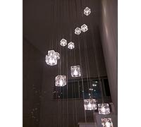 QHQQXN Chandeliers, Staircase Long/Multi Lights/Restaurant Liviroomp Spiral Stairs Ceililights,16/25 Glass Balls/White Light/16 Heads