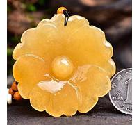 QHQQXN Charm Jewelry Natural China HUANGLONG Jade Hua Kai Fu GUI Peony Flower Pendant Women Style Large Sweater Chain Necklace Fine Jewelry