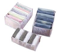 QHQQXN Closet Organizer Wardrobe 3PCS Washable 6/6/9 Grids Foldable Visible Clothes Organizer Storage Boxes Drawer Mesh Separation Box for Home T-shirt Jeans Socks Panty