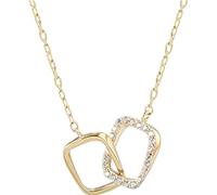 QHQQXN Crystal Heart Necklace,925 Silver Square Interlocking Necklace for Women Shiny Zircon Geometriccle The for Women/Silver