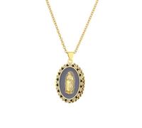QHQQXN Dame von Guadalupe Cz Zirkonia Maria Anhänger Öl Tropfen Bunte Mutter Maria für Frauen Männer Mädchen Schutz Schmuck
