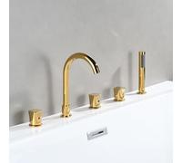 QHQQXN Deck Mounted Bath Shower Mixer Tap Chrome Bath Taps with Shower Attachment 360 Swivel Spout Double Lever Pull Out Tap Household faucets