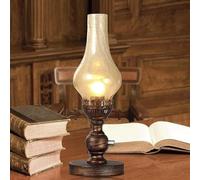 QHQQXN Dimmable Traditional Retro Kerosene Oil Lamp Table Lamp Antique Glass Cozy Nostalgic Desk Lights Bedroom Bedside Metal Table Lamp Chandeliers