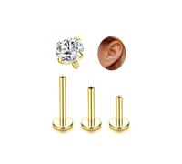 QHQQXN G23 Titanium Helix Piercing Jewellery Cartilage Internally Threaded Flat Back Ear Piercing Labret Conch Piercing Hypoallergenic Helix Silver Gold Tragus Piercing Jewellery