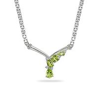 QHQQXN Girls accessories Sterling Silver Genuine or Simulated Gemstone & White Topaz Mesh Chain Statement Cocktail V Drop Necklace Birthday Gift