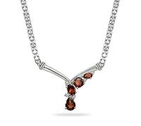 QHQQXN Girls accessories Sterling Silver Genuine or Simulated Gemstone & White Topaz Mesh Chain Statement Cocktail V Drop Necklace Birthday Gift