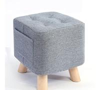 QHQQXN Gray Linen Foot Stool Ottoman for Living Room and Bedroom Small Square Rest Stool for Shoe Change 28x28x31cm