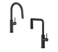 QHQQXN Kitchen Faucet with Pull Down Sprayer + 5 Spout Modes Waterfall Kitchen Faucet Black
