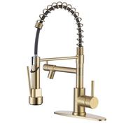 QHQQXN Kitchen Faucet with Pull Down Sprayer, Faucet for Kitchen Sink 1 or 3 Holes, Commercial Kitchen Faucet with Deck Plate, Single Handle Kitchen Faucet Stainless Steel,Black