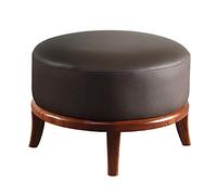 QHQQXN Leather Foot Stool - Premium Round Footrest & Accent Seat for Living Room Stylish Multifunctional Footstool with Solid Wood Legs - Available in Orange & Brown 50x50x32cm