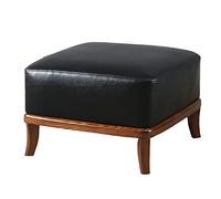 QHQQXN Leather Foot Stool - Premium Round & Square Footrest for Living Room Versatile Accent Seat with Solid Wood Legs Stylish Orange & Black Options 50x50x32cm & 41x41x32cm