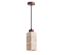 QHQQXN Light Fittings Ceilings Mid Century Natural Stone Shade Square Chandelier Adjustable Height Led Bar Ceiling Hanging Lamp Vintage 1-Light For Over Table Living Room