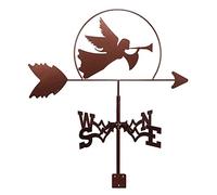 QHQQXN Metal Weather Vane with Angel Figurine,Iron Practical Wind Direction Indicator,Measuring Tools Vintage Farm Scene Home Outdoor Garden Crafts Ornaments