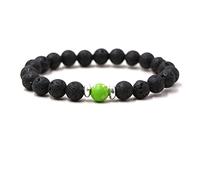 QHQQXN MOCHAMIK Armbänder mit ätherischen Ölen für Frauen, Perlen, 8 mm, Lavastein, Yoga-, Stretch-, 19 cm