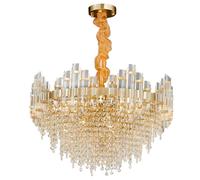 QHQQXN Modern Ceiling Light Pendant Luxury Round Crystal Chandelier 2 Tier Gold Raindrop Crystal Chandelier Crystal Hanging for Dining Room Foyer Entryway Living Room - 23.6"