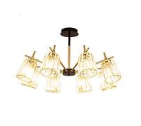 QHQQXN Modern Simple Crystal Chandelier,Gold Semi-flush Mount Crystal Pendant Lighting,E27 Elegant Branch Iron Ceiling Lights For Living Room Kitchen Bedroom-Golden 67 * 45cm
