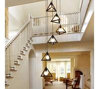 QHQQXN Multi Balls Lights Staircase Creativity Long Chandelier Large Pendant Lights Ceiling Light for Living Room Duplex House Spiral Chandelier Retro Industrial Style (B 5 lights)
