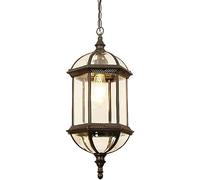 QHQQXN New American Chinese Style Waterproof Antique Lantern Lights Fixture Creative Aluminum Outdoor Hanging Lamp Retro Glass Lampshade Chandelier Yard Pathway/K