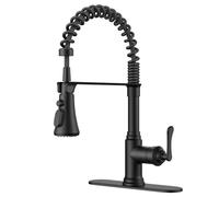 QHQQXN Rustic Black Kitchen Faucet with Pull Down Sprayer, 3 Modes Stainless Steel High Arc Vintage Spring Sink Faucet 1 or 3 Holes for Pot Filler, Farmhouse Camper Wet Bar
