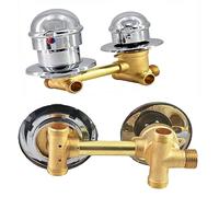 QHQQXN Shower Valve Mixer, 2/3/4/5 Way Water Outlet, Brass Threaded Hot & Cold Shower Control, Round Knob Handle (2 Way Intubation 12.5cm) for Bathroom