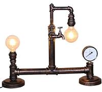 QHQQXN V-Shaped Retro Table Lamp Industrial V-intage Steampunk Pipe Table Lamp Antique Rustic Iron Table Lamps