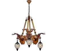 QHQQXN Vintage Crystal Antler Chandeliers Farmhouse Deer Horn Pendant Lights Resin Deer Head Deco Hanging Lamp Fixture for Dining Room Kitchen Island Ceiling