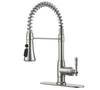 QHQQXN Vintage Kitchen Faucet Pull Down Sprayer Brushed Nickel Stainless Steel, High Arc Single Handle Antique Sink Faucet 1 or 3 Holes for Pot Filler, Farmhouse Camper RV Wet Bar