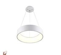QHQQXN White LED Acrylic Chandelier,Luxury Modern Round Ring Ceiling Lights Fixtures Classic Industrial Pendant Lighting For Living Room Dining Room Bedroom-Warm light 60cm