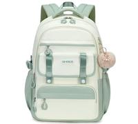 QHRIDS School Backpack for Girls, Laptop Backpack 15.6 Inch Kids Elementary Middle High School Bag College for Teens Girls, Green, L, Cute