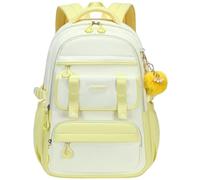 QHRIDS School Backpack for Girls, Laptop Backpack 15.6 Inch Kids Elementary Middle High School Bag College for Teens Girls, Yellow, L, Cute